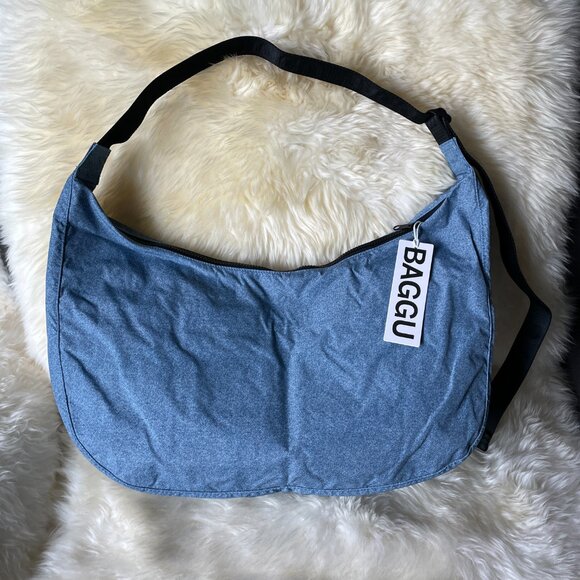 NWT Baggu Large Nylon Crescent Bag - Digital Denim - Picture 4 of 4